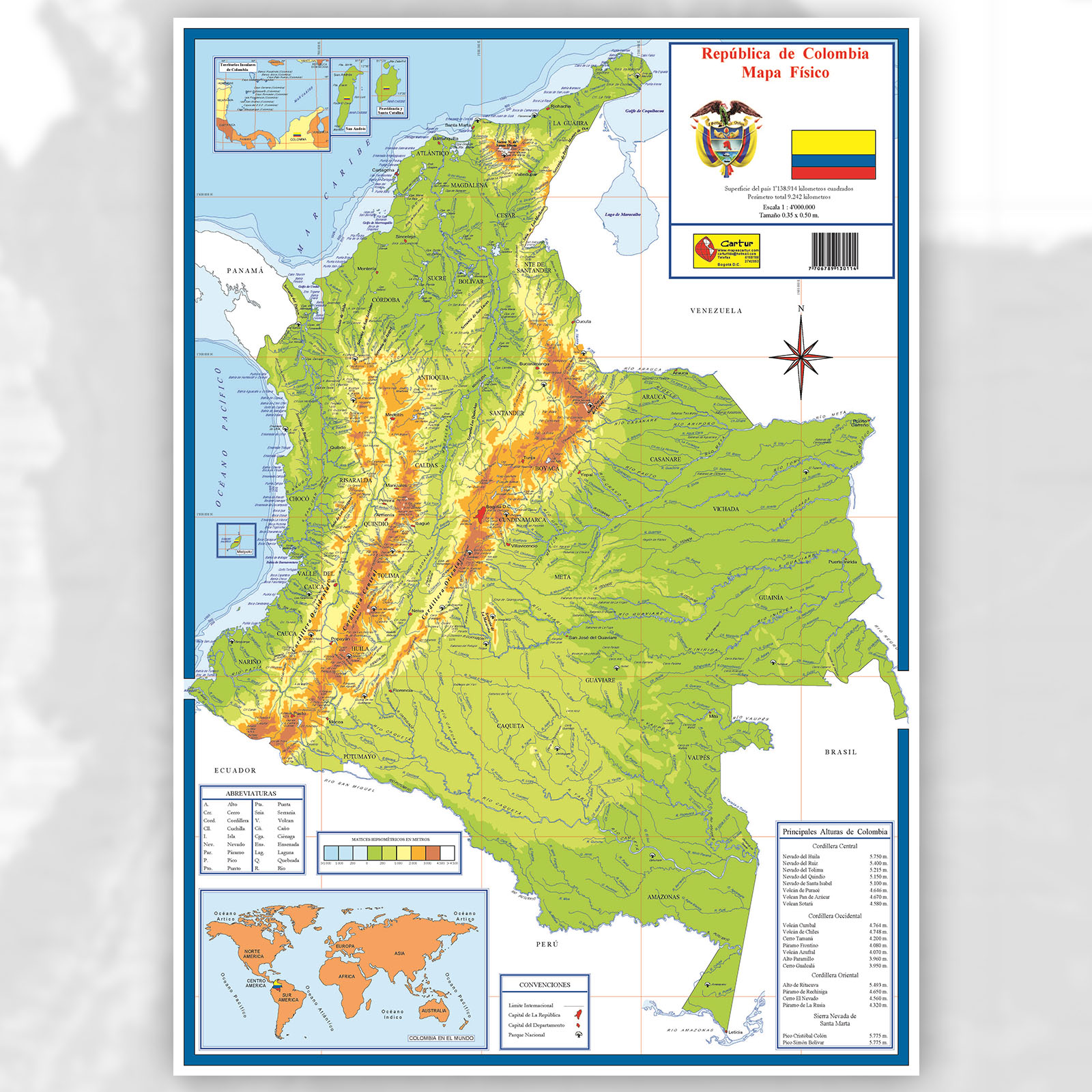 Mapa De Colombia Relieve