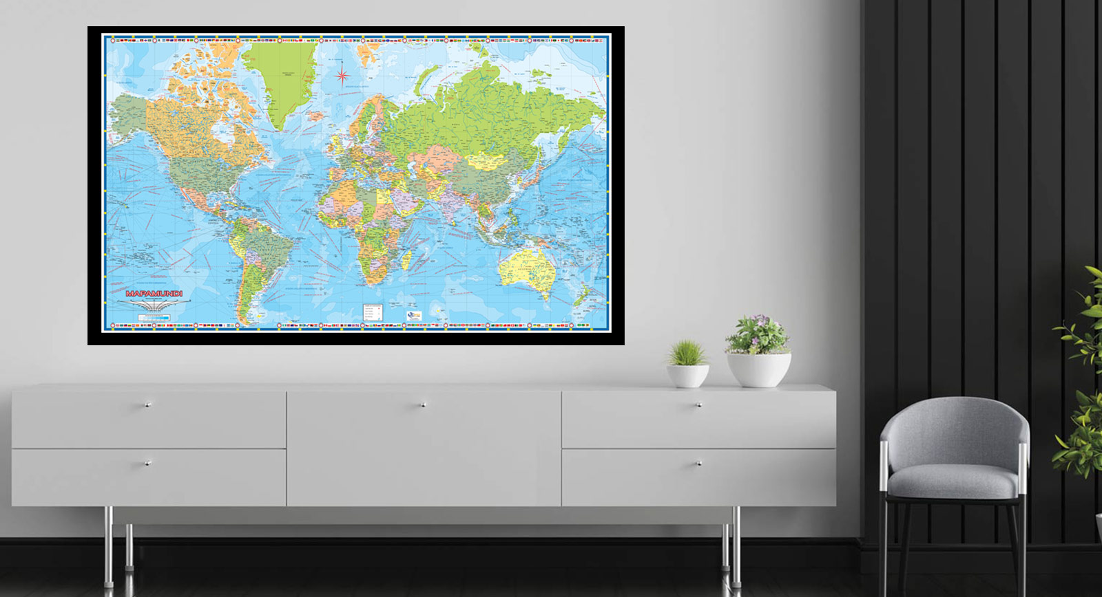 Mapa Mundi Político Decorativo