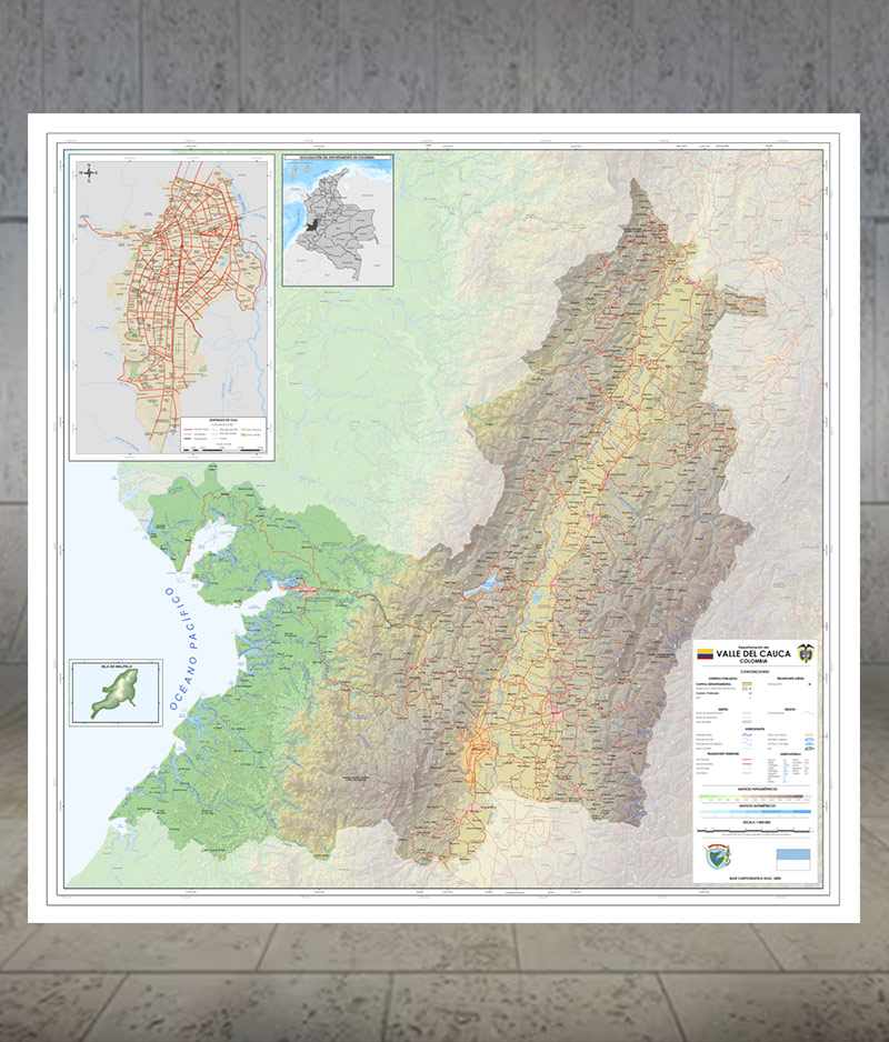 Mapa del Valle del Cauca Físico 