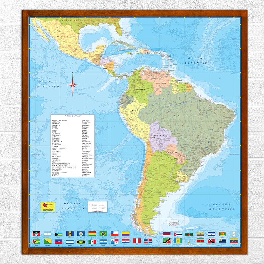 Mapa de Latinoamérica – Mapas Cartur Mapas fisicos politicos de